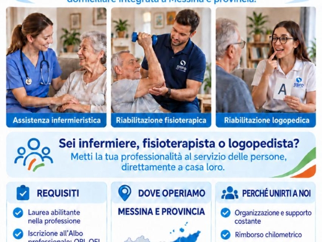 Offerta di lavoro messina infermieri, logopedisti e fisioterapisti